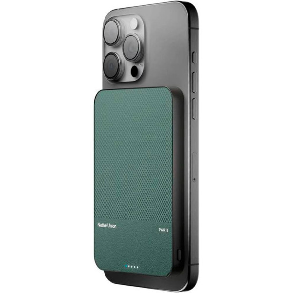Фото - Батарея мобильная Native Union Classic Magnetic Qi2 5 000mAh Slate Green (PB-5KMS-GRN-Q2)