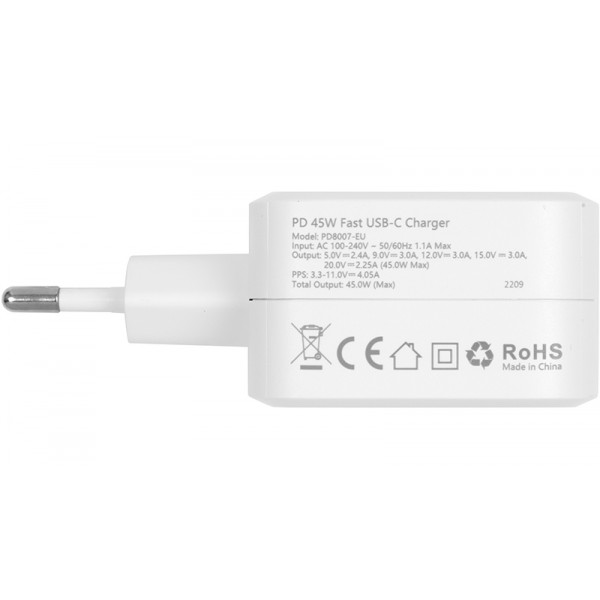 Фото - Сетевое зарядное устройство Choetech GaN USB Type-C 45W PD, QC, PPS (PD8007)