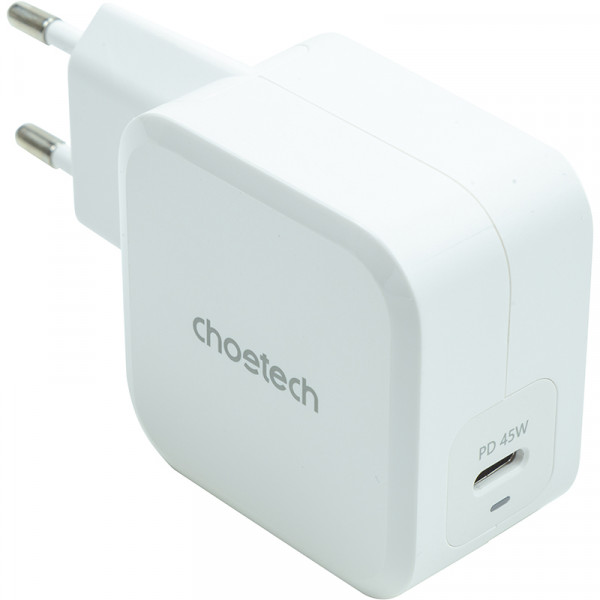Фото - Сетевое зарядное устройство Choetech GaN USB Type-C 45W PD, QC, PPS (PD8007)