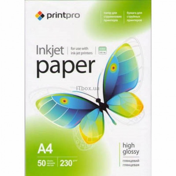 Фото - Фотобумага PrintPro 230g/m2, A4, 50л (PGE230050A4)