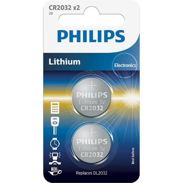 Фото - Батарейка тип CR2032 Philips Lithium CR 2032 BL 2 шт. (CR2032P2/01B)