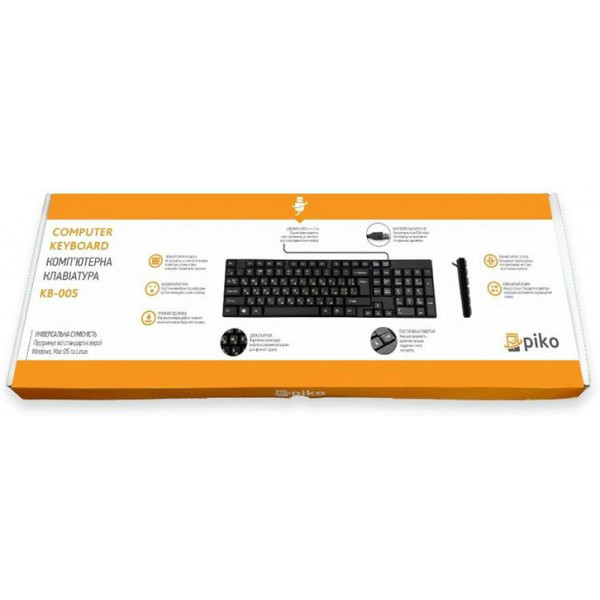 Фото - Клавиатура проводная Piko KB-005 Black USB (1283126472459)