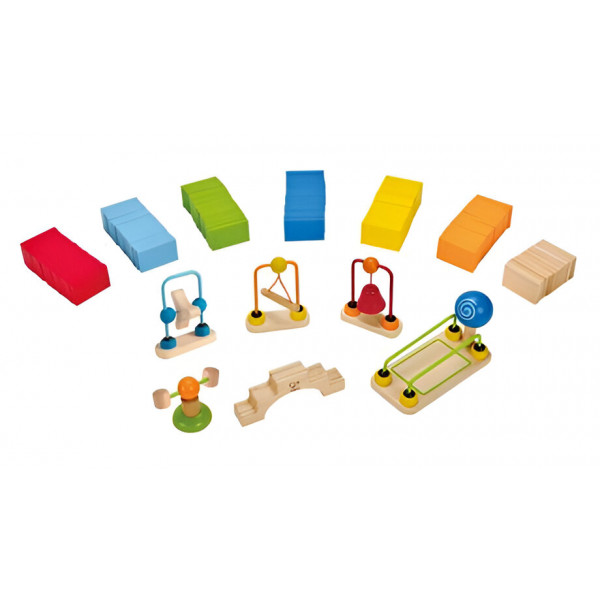 Фото - Деревянный конструктор Hape Эффект домино Динамо 107 эл. (E1042)