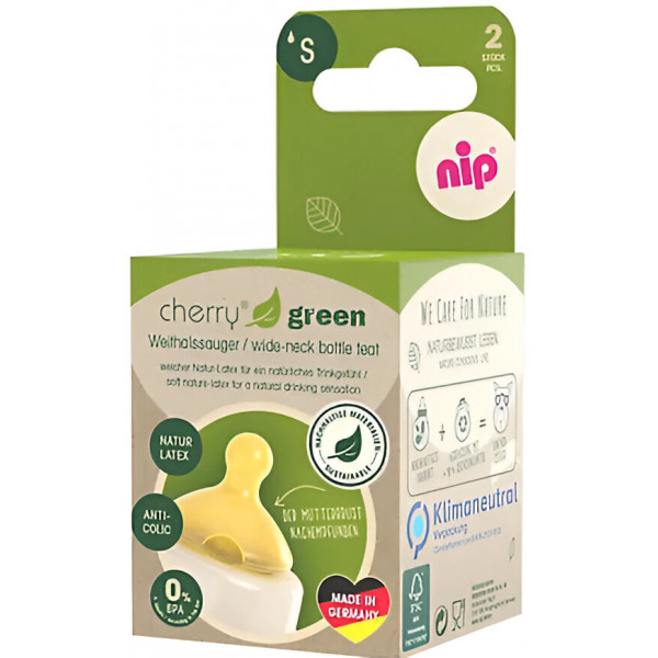 Фото - Малый поток соска детская латексная NIP Вишенка-Зеленая Серия 0+ S 2 шт. (33042)