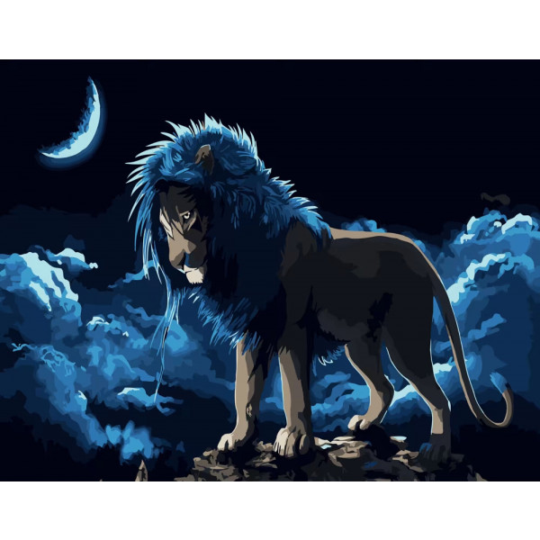 Фото - Картина по номерам Strateg Лев под луной 40х50 см (DY197)