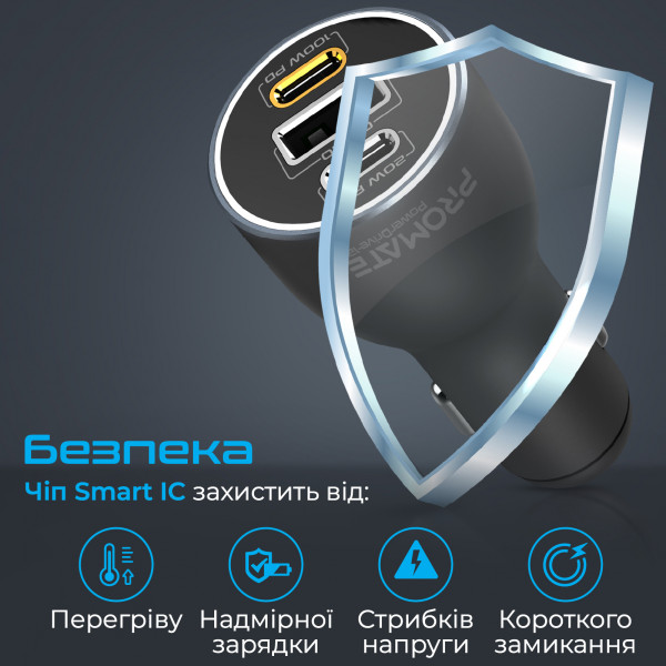 Фото - Автомобильное зарядное устройство Promate Powerdrive-120.Black