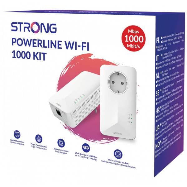 Фото - Усилитель беспроводного сигнала Strong Powerline WiFi 1000 DUO V2