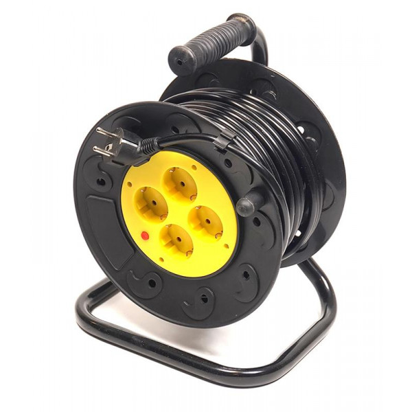 Фото - Удлинитель 220В PowerPlant JY-2002/20 (PPRA10M200S4) 4 розетки 20m Black-Yellow