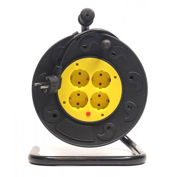 Фото - Удлинитель 220В PowerPlant JY-2002/20 (PPRA10M200S4) 4 розетки 20m Black-Yellow