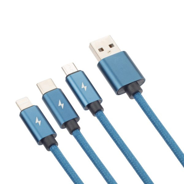 Фото - Кабель Proda PD-B65th Lightning, Type-C, Micro USB 2А Blue (PD-B65th-BL)
