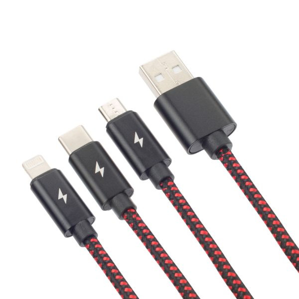 Фото - Кабель Proda PD-B65th 3 в 1 Lightning, Type-C, Micro USB 2А Red (PD-B65th-RD)