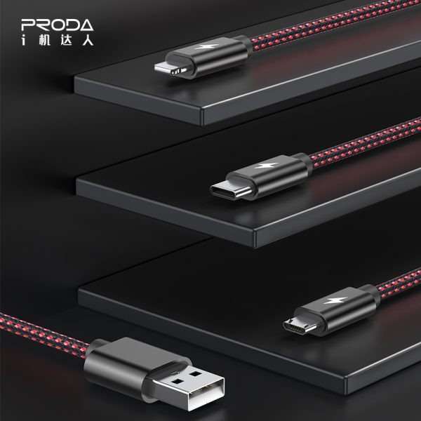 Фото - Кабель Proda PD-B65th 3 в 1 Lightning, Type-C, Micro USB 2А Red (PD-B65th-RD)