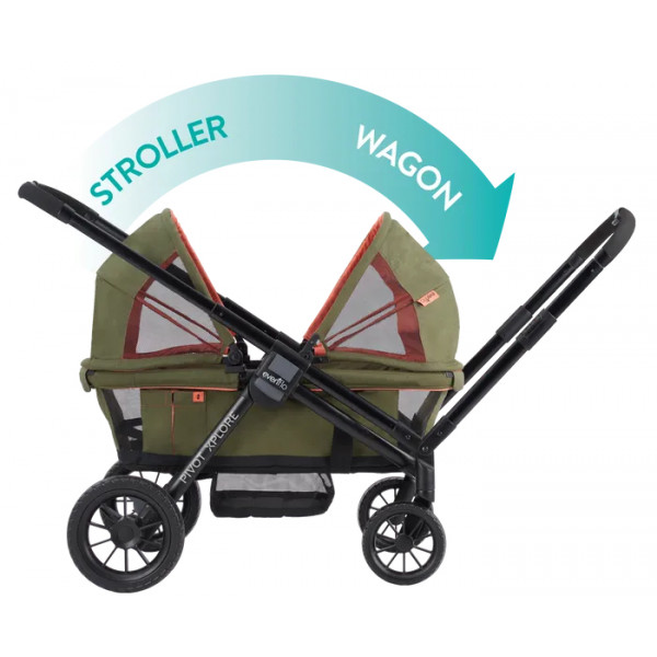 Фото - Коляска для двойни прогулочная Evenflo Pivot Xplore All-Terrain Stroller Wagon Gypsy (32884198252)