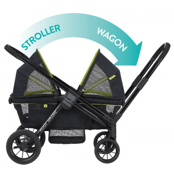 Фото - Коляска для двойни прогулочная Evenflo Pivot Xplore All-Terrain Stroller Wagon Wayfarer (32884198245)