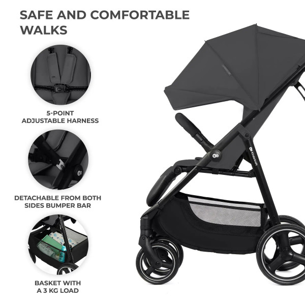 Фото - Коляска прогулочная Kinderkraft Trig 3 Granite Grey (KSTRIG03GRY0000)