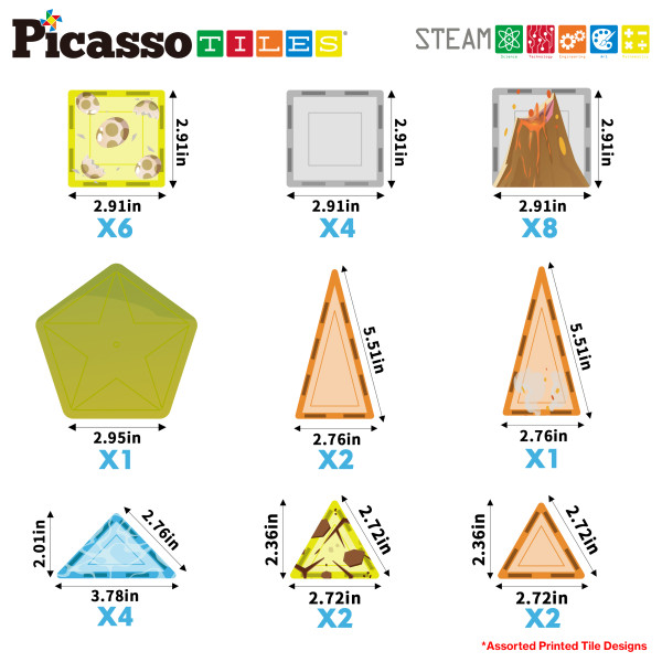 Фото - Пластиковый конструктор Picasso Tiles DINOSAUR SET с 8 фигурками динозавров на 38 дет. (817338028848)