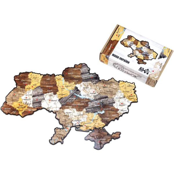 Фото - Пазлы деревянные (5-7 лет) PuzzleOk Фигурный деревянный пазл "Карта Украины" А3 (PuzA3-012101)