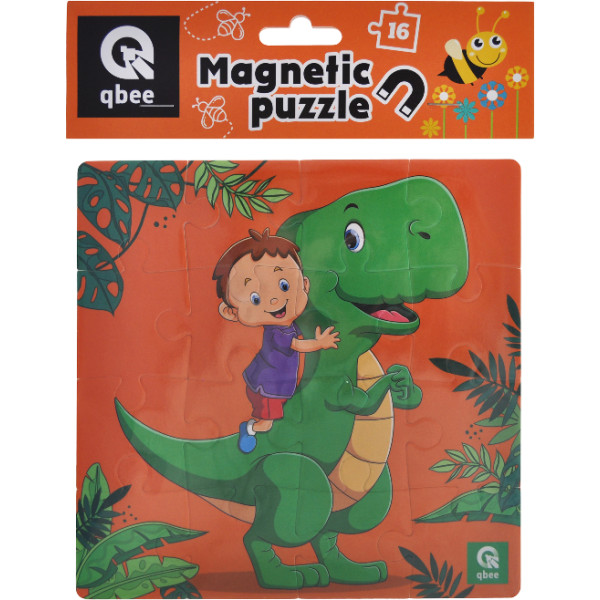 Фото - Пазлы магнитные (3-4 года) qbee 16 эл. "Дино друг" (QB200-001)