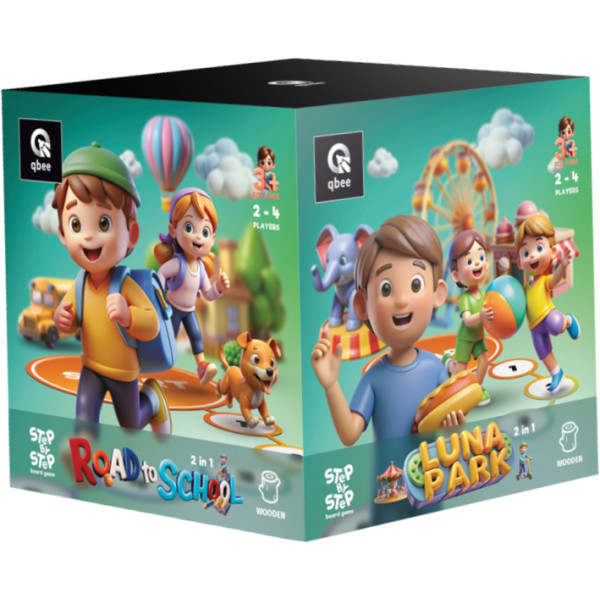 Фото - Настольная игра развивающая (5-7 лет) qbee STEP BY STEP - Road to School & Luna Park (QB701-004)