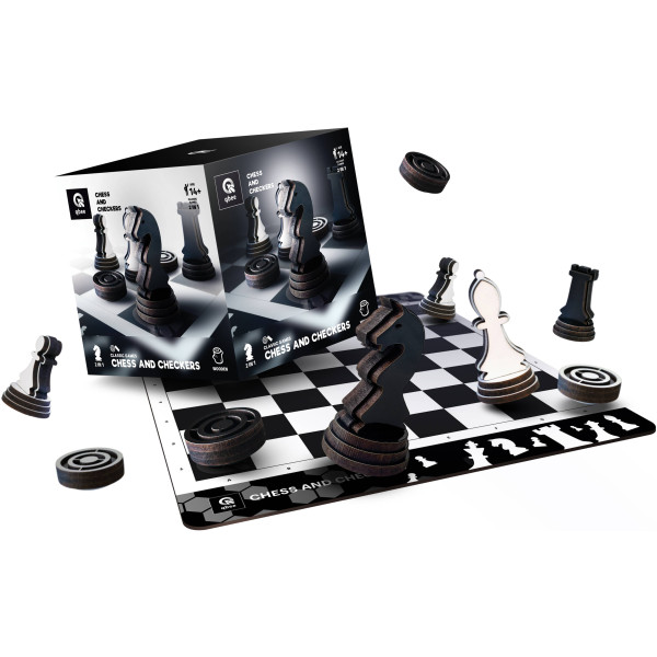 Фото - Настольная игра стратегическая (12+) qbee Шахматы-шашки 2в1 (QB701-005)