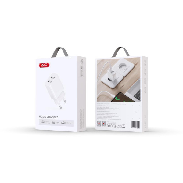 Фото - Сетевое зарядное устройство XO Dual USB-A 2.4A Charger (XO-QC09)