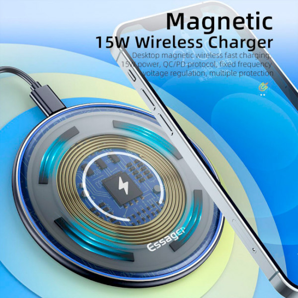 Фото - Беспроводное зарядное устройство Essager Desktop QI Magnetic Wireless Phone Charger 15W White (EWXZMX-JMB02)