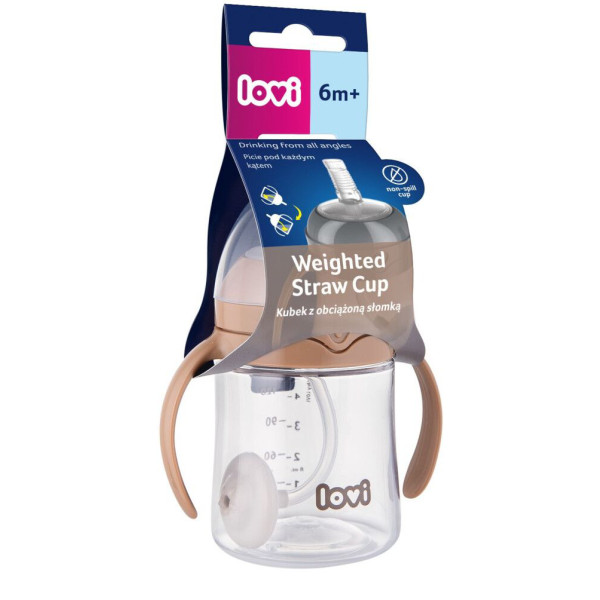 Фото - Поильник-непроливайка детский Lovi с трубочкой и утяжелителем 150 мл - коричневая (35/363)