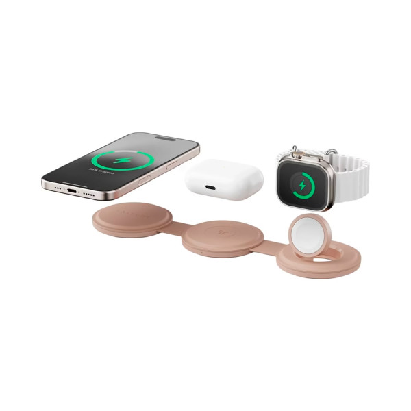 Фото - Беспроводное зарядное устройство Satechi OntheGo 3-in-1 Wireless Charger Desert Rose (ST-QTG31R)