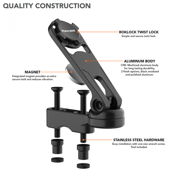 Фото - Держатель для мобильного устройства Rokform Pro Serie Polished Alu Motorcycle Perch Mount (334201P-PA)