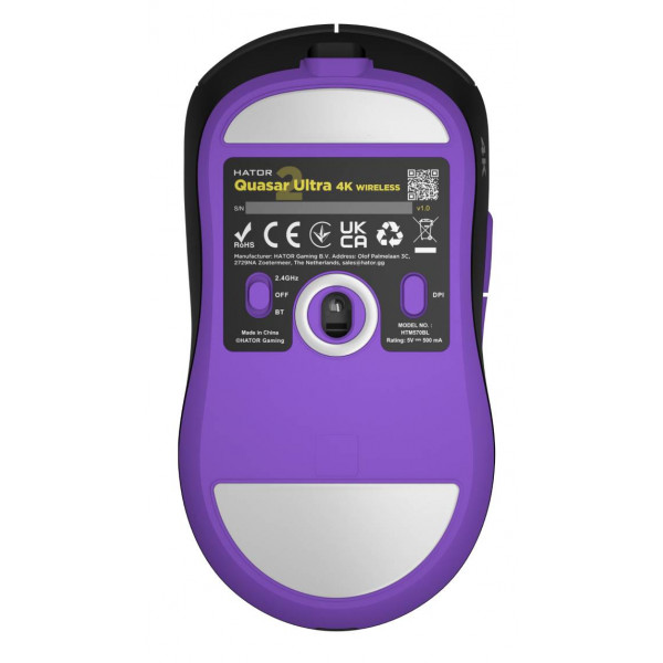 Фото - Мышь беспроводная игровая Hator Quasar 2 Ultra 4K Wireless/Bluetooth/USB Black-Lilac (HTM570BL)