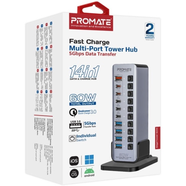Фото - Хаб USB Promate gegatower-60w