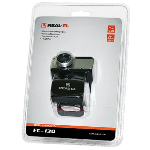 Фото - Веб-камера для компьютера REAL-EL FC-130 Web черно-серый