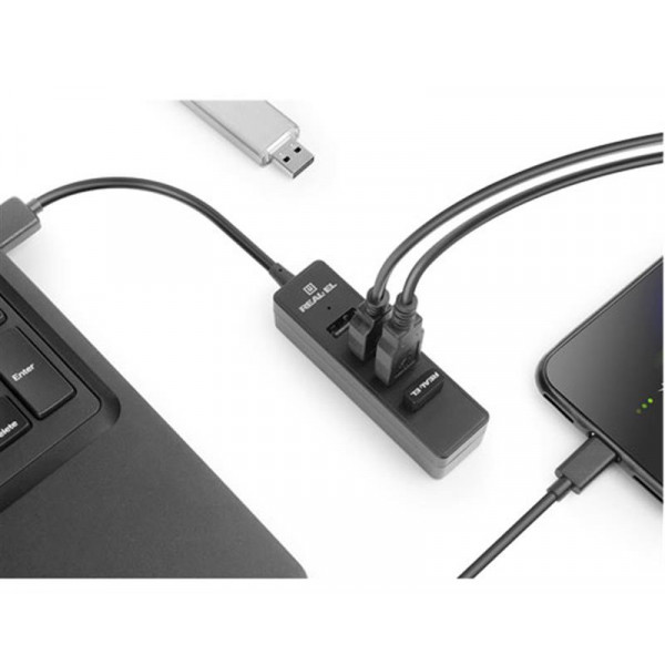 Фото - Хаб USB REAL-EL HQ-154 Black (EL123110007)