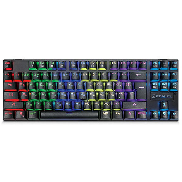 Фото - Клавиатура проводная игровая REAL-EL M28 RGB TKL USB Black