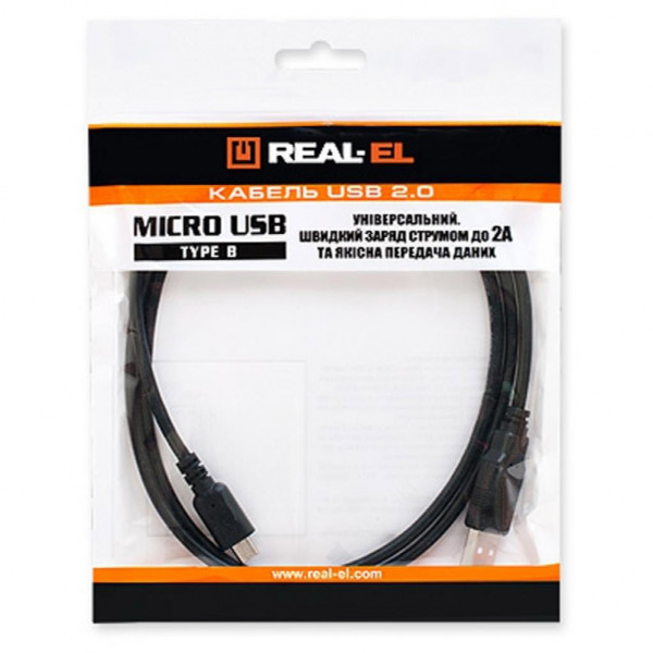 Фото - Кабель REAL-EL Premium USB2.0 AM-Micro USB 1m Black (EL123500031)