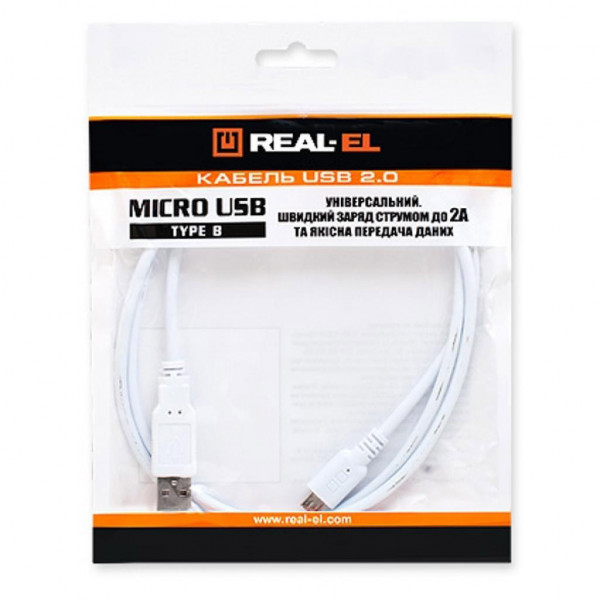 Фото - Кабель REAL-EL Pro USB 2.0 AM-micro USB type B 0.6m White (EL123500022)