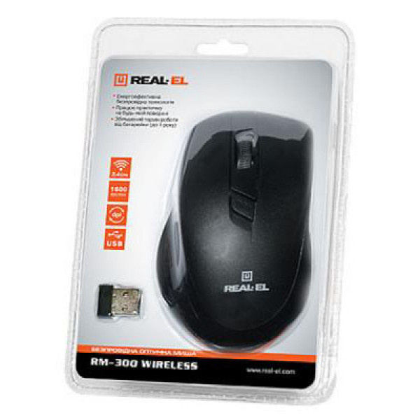 Фото - Мышь беспроводная REAL-EL RM-300 USB Black-Grey