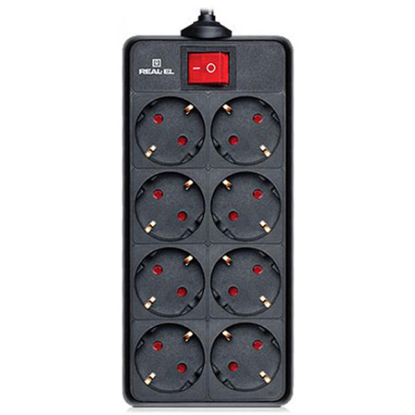 Фото - Сетевой фильтр REAL-EL RS-8 Protect 1.8m Black