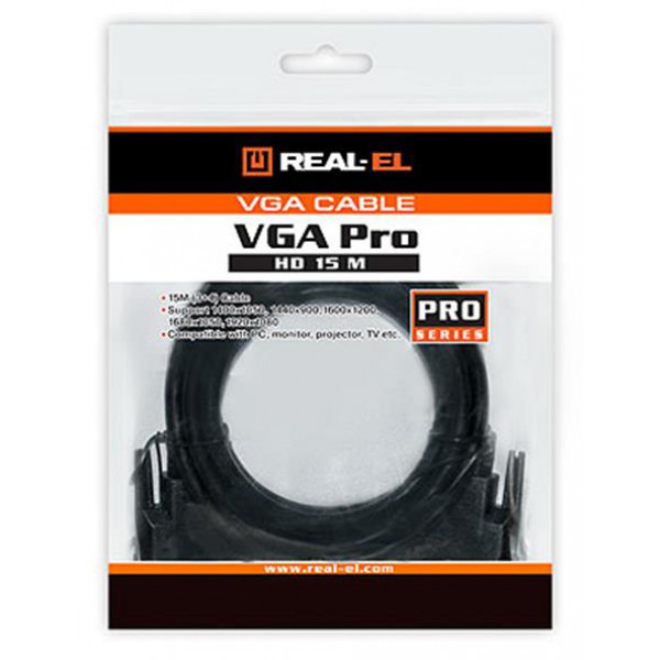 Фото - Кабель VGA REAL-EL VGA 1.8m HD15M Pro Black (EL123500043)