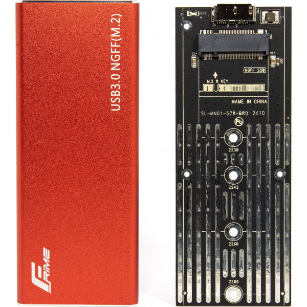 Фото - Уценка - Внешний карман Frime M.2 NGFF SATA Metal USB 3.0(TYPE-A) Red (FHE203.M2U30)