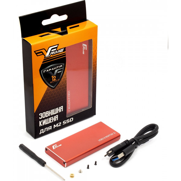 Фото - Уценка - Внешний карман Frime M.2 NGFF SATA Metal USB 3.0(TYPE-A) Red (FHE203.M2U30)