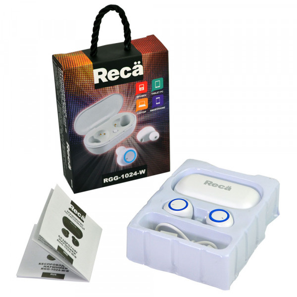 Фото - Наушники вкладыши беспроводные TWS Reca RGG-1024-W White