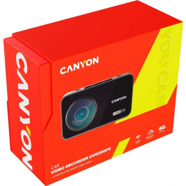 Фото - Видеорегистратор Canyon DVR25GPS WQHD 2.5K 1440p GPS Wi-Fi Black (CND-DVR25GPS)