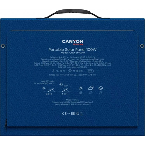 Фото - Портативная солнечная панель Canyon SP-100W Blue (CND-SP100W)