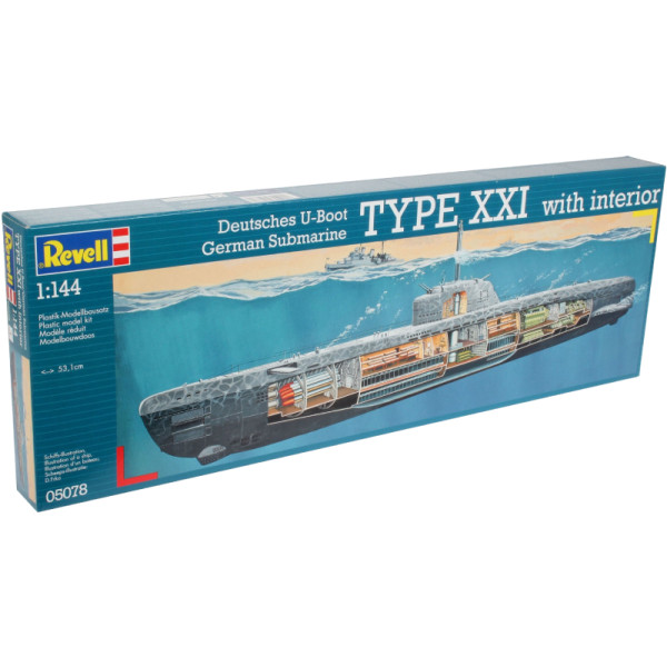 Фото - Набор для моделирования техники Revell Подлодка Type XXI с интерьером уровень 1/72 (RVL-05078)