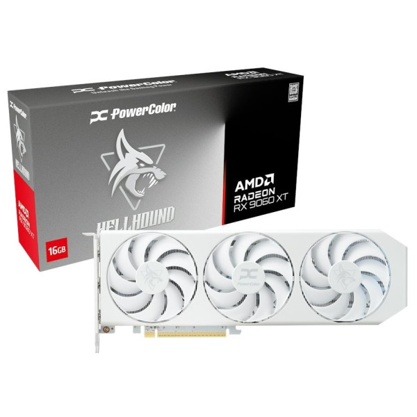 Фото - Видеокарта PowerColor AMD Radeon RX 9060 XT 16GB GDDR6 Hellhound Spectral White (RX9060XT 16G-L/OC/WHITE)