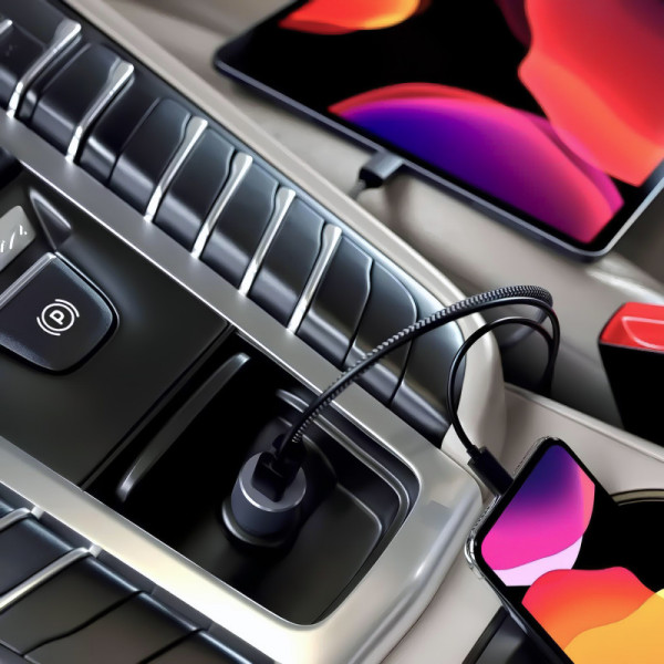 Фото - Автомобильное зарядное устройство Satechi 72W Type-C PD Car Charger Space Gray (ST-TCPDCCM)