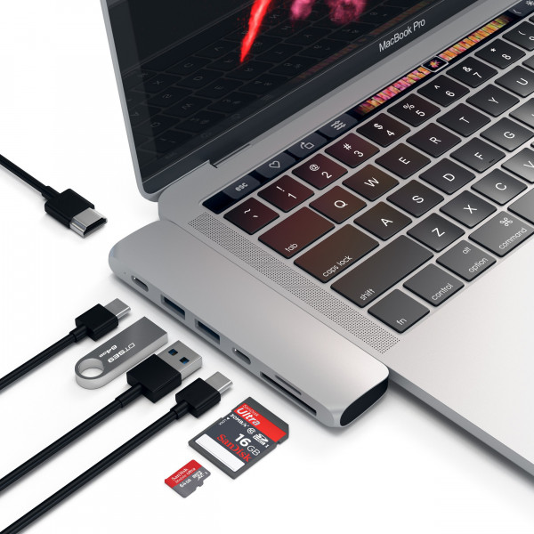 Фото - Хаб USB Satechi Aluminum Type-C Pro Hub Adapter Silver (ST-CMBPS)