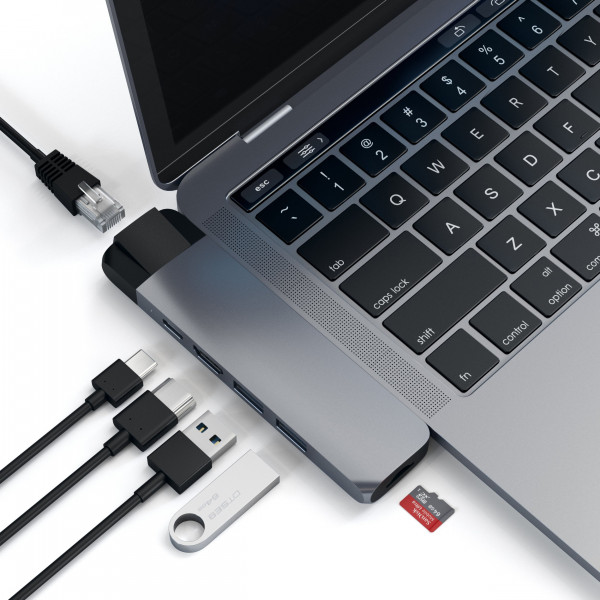 Фото - Хаб USB Satechi Aluminum Type-C Pro Hub Adapter with Ethernet Space Gray (ST-TCPHEM)