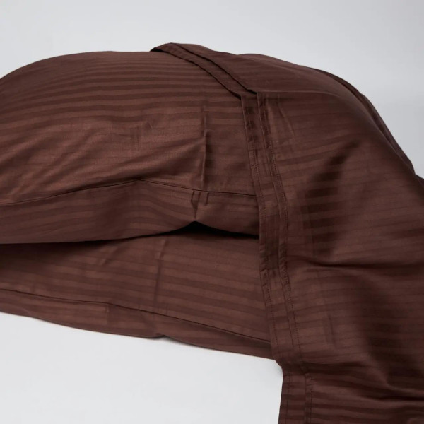 Фото - Комплект постельного белья Moon&Star Satin Stripe Warm Espresso 200х220 (MS-820008728)